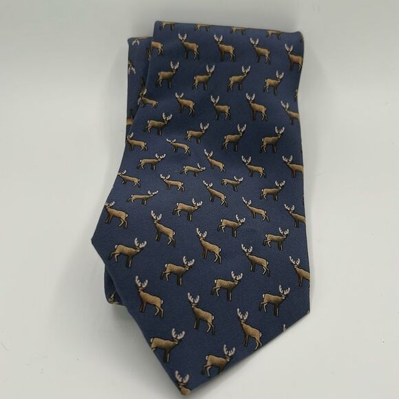 Ties to Nature Reindeer 100% silk handmade tie - Picture 1 of 4